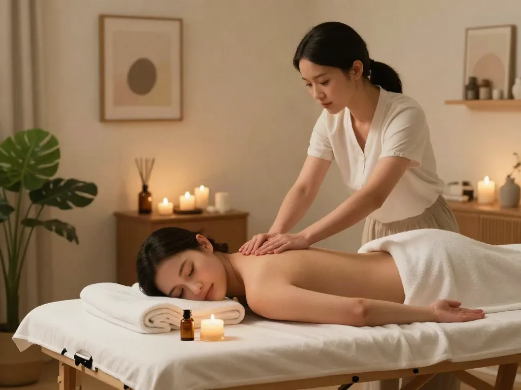 Relaxation during 화성출장마사지 with essential oils and soothing ambiance