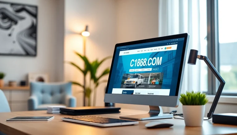 C168.COM displayed on a sleek computer in a modern workspace with bright lighting.