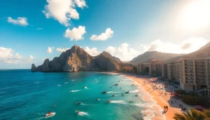 Capture the vibrant activity of Cabo as the Best time to visit Cabo highlights water sports and beautiful beaches.