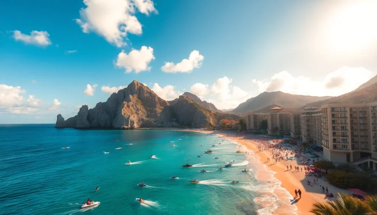 Capture the vibrant activity of Cabo as the Best time to visit Cabo highlights water sports and beautiful beaches.