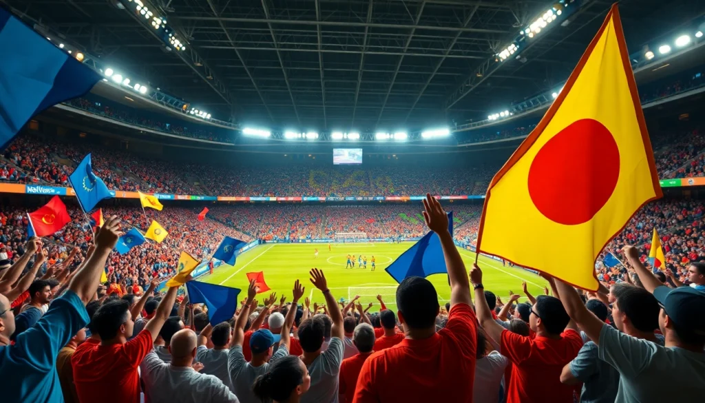 스포츠중계의 흥미로운 팬들로 가득 찬 경기장 장면