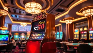 Permainan slot luxury777 slot di lingkungan kasino yang mewah, menarik perhatian pemain.