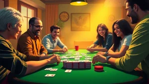 Play Ok Rummy with friends around a vibrant table filled with cards and excitement.