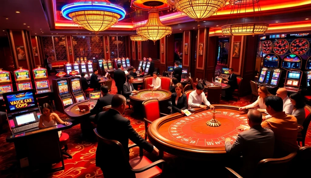 Experience shbet khuyến mãi offers with players engaging at high-stakes gaming tables in a luxurious casino.