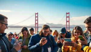 Engaged bettors participating in California sports betting with popular apps in a lively setting.