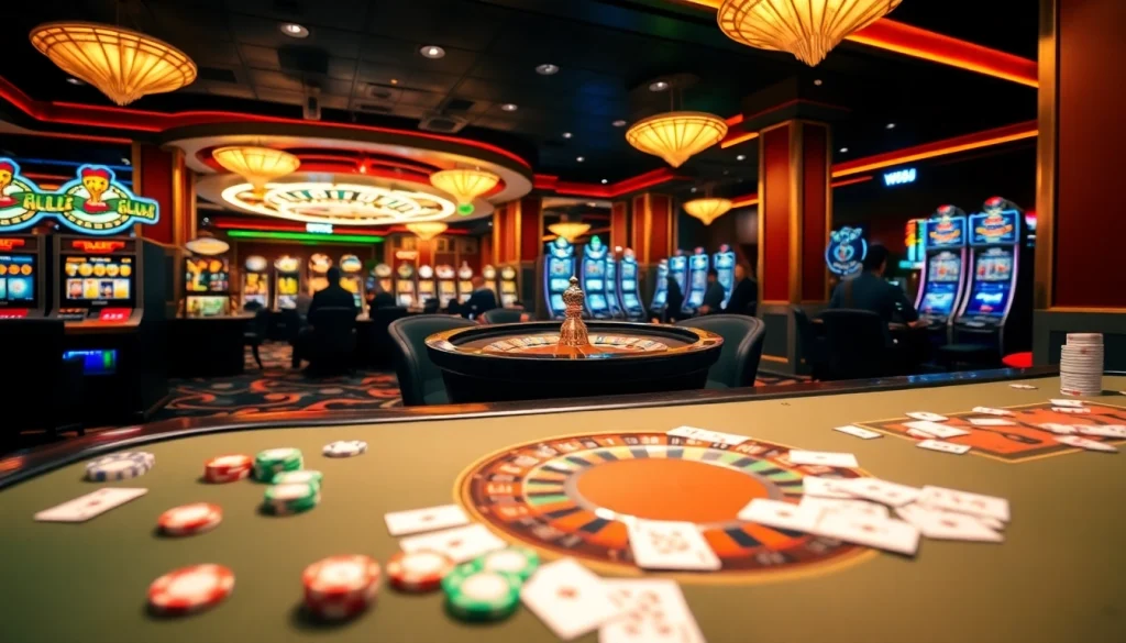 Experience thrilling gameplay at W88 with stunning casino visuals and vibrant gambling activity.