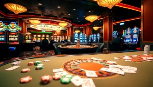 Experience thrilling gameplay at W88 with stunning casino visuals and vibrant gambling activity.
