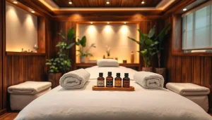 스웨디시 마사지를 위한 아늑한 스파 공간의 장면