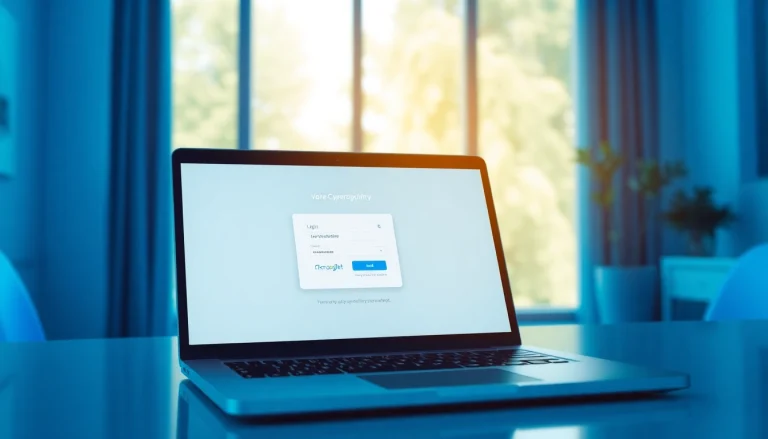 Atera login prompt screen displayed on a laptop in a bright workspace.