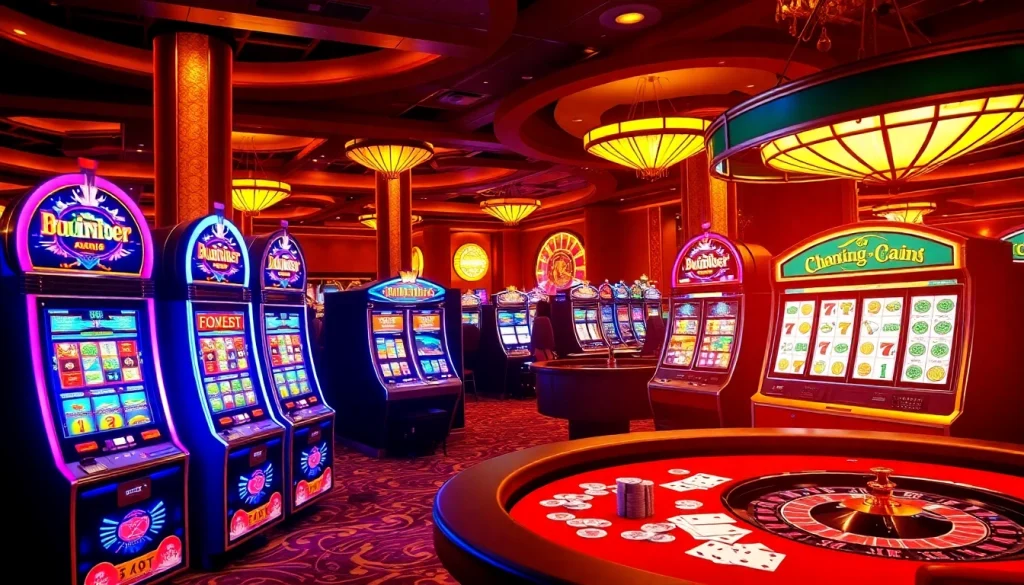 Players enjoying exciting Slot machines in a vibrant casino atmosphere filled with lights and sounds.