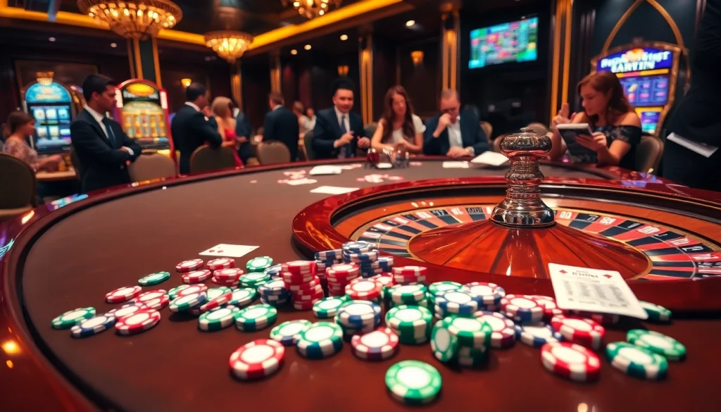 Experience the thrill of 7m betting with vibrant poker chips on an elegant casino table.