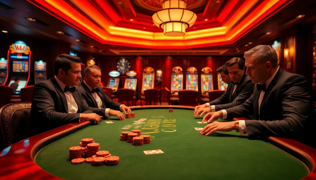 indoxxi players strategizing at a luxurious poker table in an exciting casino atmosphere