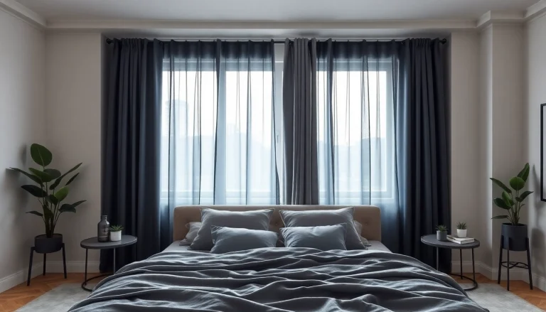 Verduisterende gordijnen in een elegant interieur creëren rust en privacy.