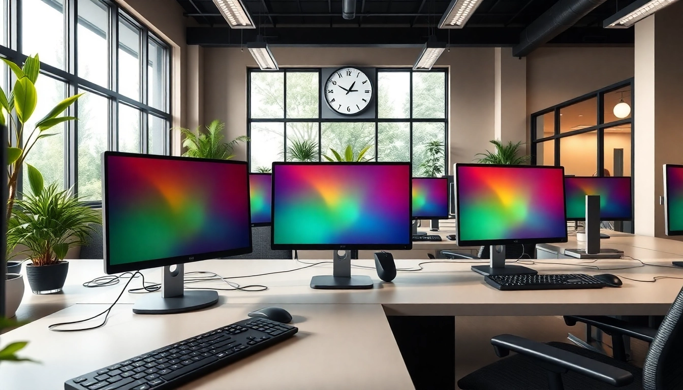 Visit a professional typing center with modern workstations and bright lighting.