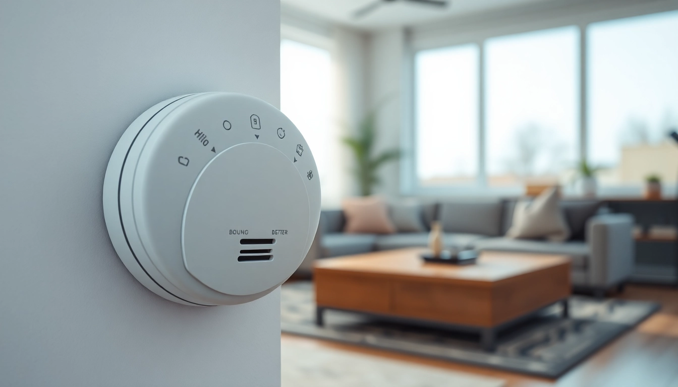 carbon monoxide detector beeping in a modern home, emphasizing safety features and design.