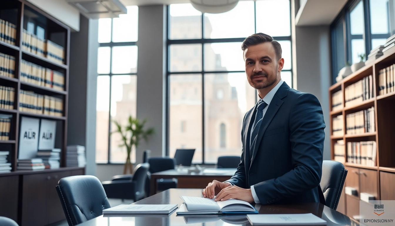 Brooklyn Real Estate Lawyer consulting in an elegant office setup with natural light.