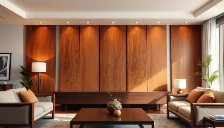 Enhance your space with decorative wood panels featuring intricate textures and warm colors.