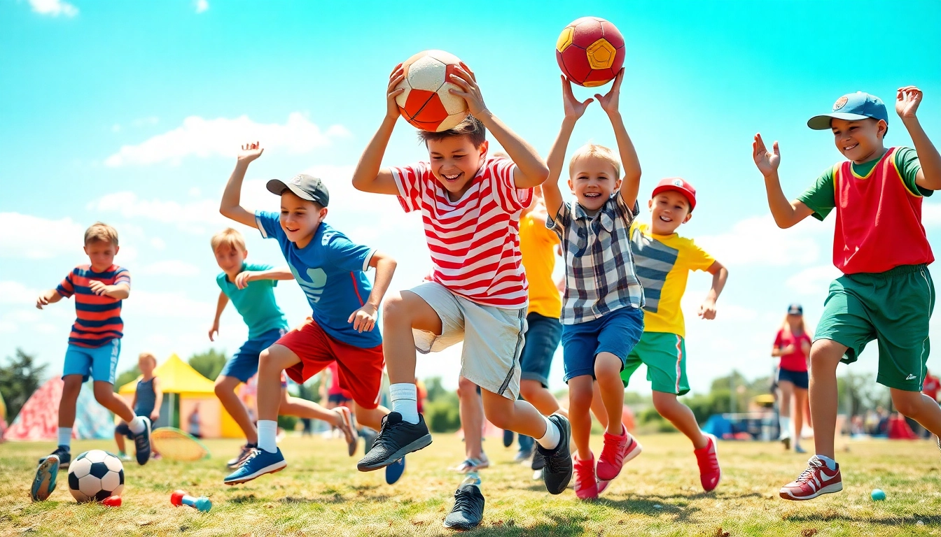 Engaged boys at Multi Sports Camps for Boys participating in soccer and basketball with joy.