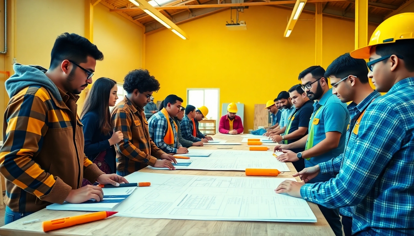 Participants engaged in hands-on activities during construction training programs showcasing effective learning.
