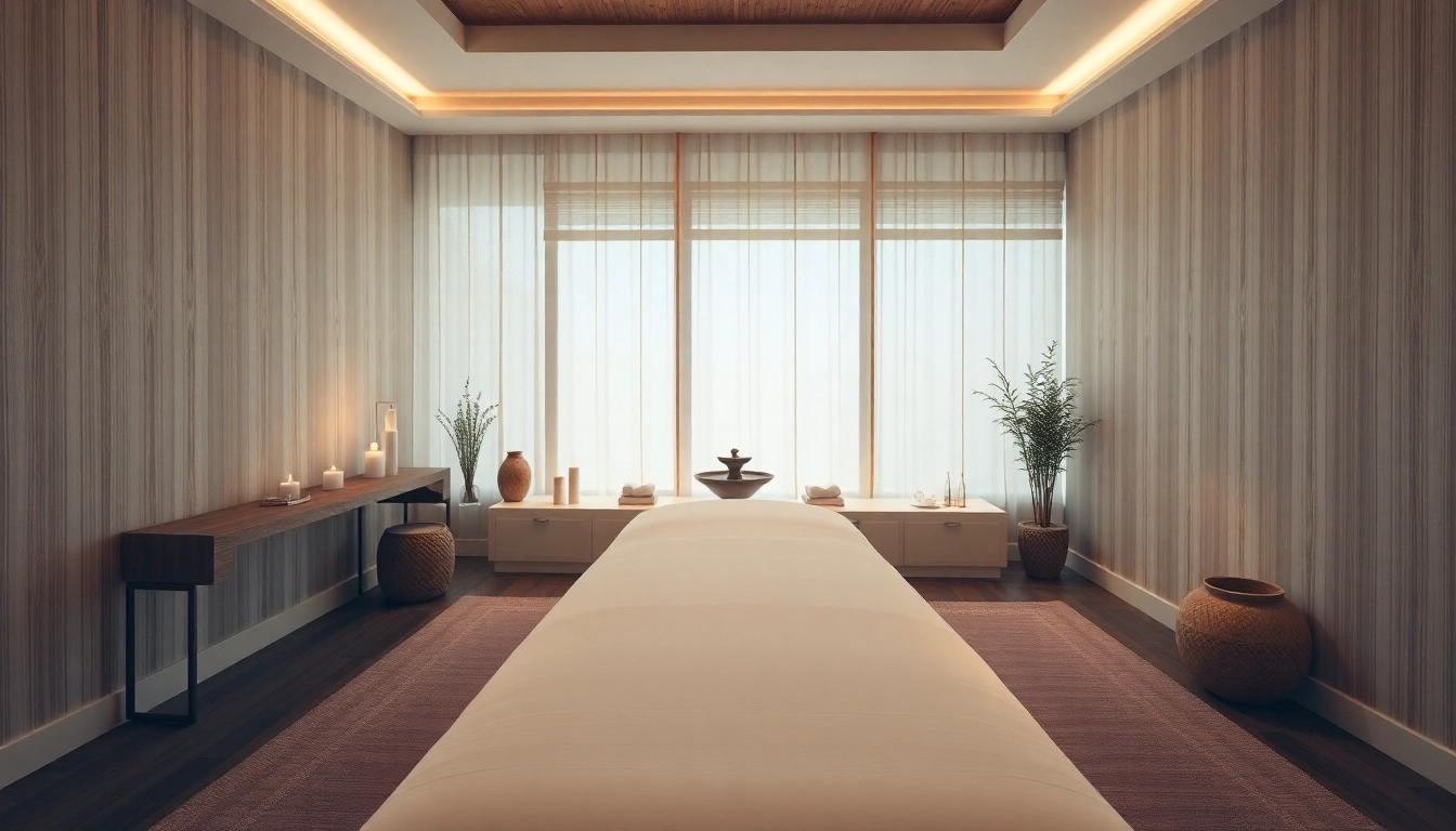 Experience soothing 서울출장마사지 in a serene massage room with ambient lighting and calming decor.