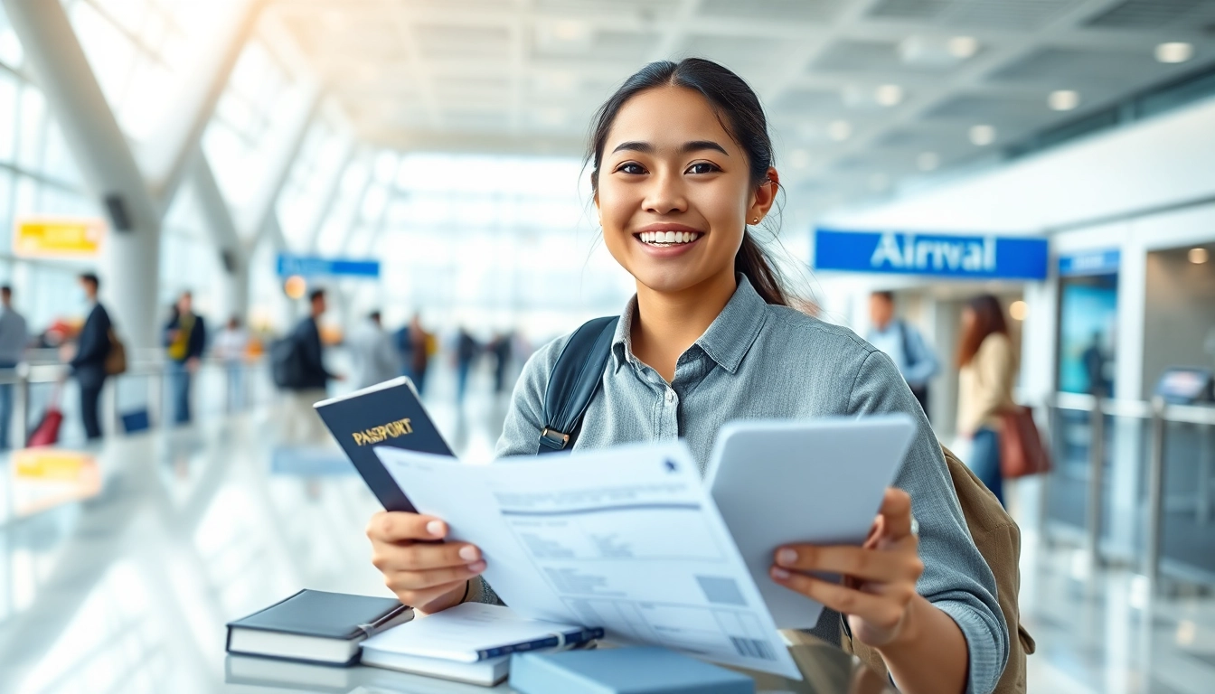 Apply for the eta application uk with confidence at a vibrant airport counter.