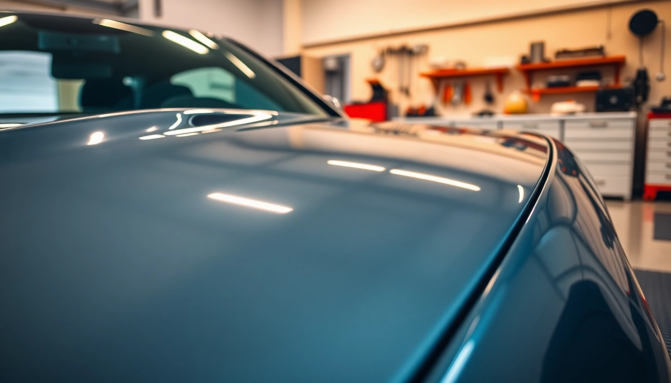 Applying paint protection film near me to enhance a car's sleek look and protect its surface.