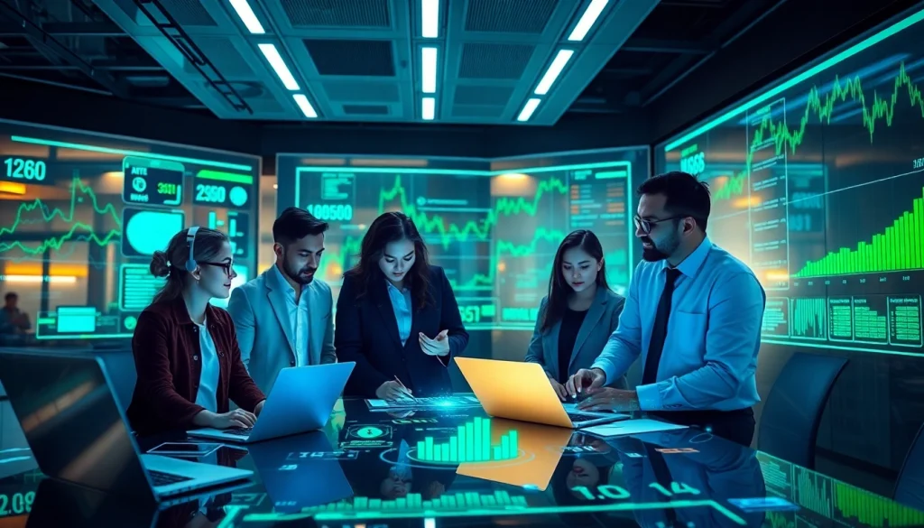 Cybersecurity AI professionals collaborating with digital interfaces enhancing e-commerce strategies.