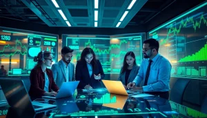 Cybersecurity AI professionals collaborating with digital interfaces enhancing e-commerce strategies.