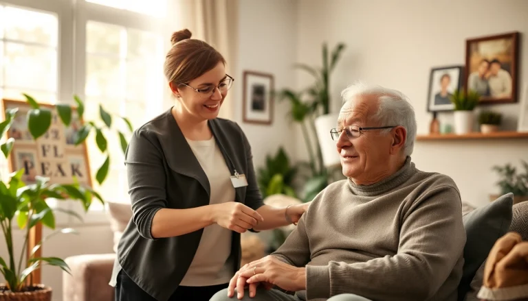 Enhance your understanding of austin senior home care through compassionate assistance illustrated by a caregiver and senior.