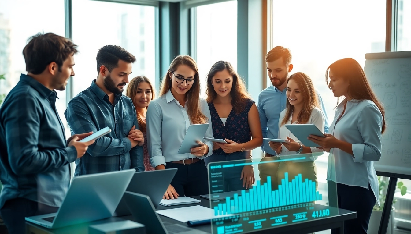 Team collaborating using das 140 technology for innovative project solutions.