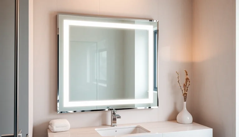 Illuminate your space with this elegant mirror with Lights, designed for a stylish bathroom ambiance.