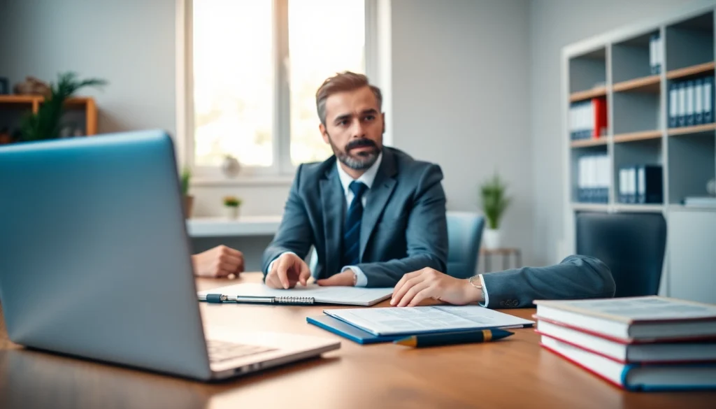 Consultation with a Car Accident Lawyer Clearwater FL in a well-lit office, showcasing professionalism and trust.