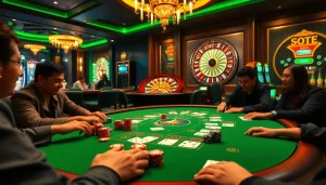 Sbobet poker players strategizing under thrilling casino lights