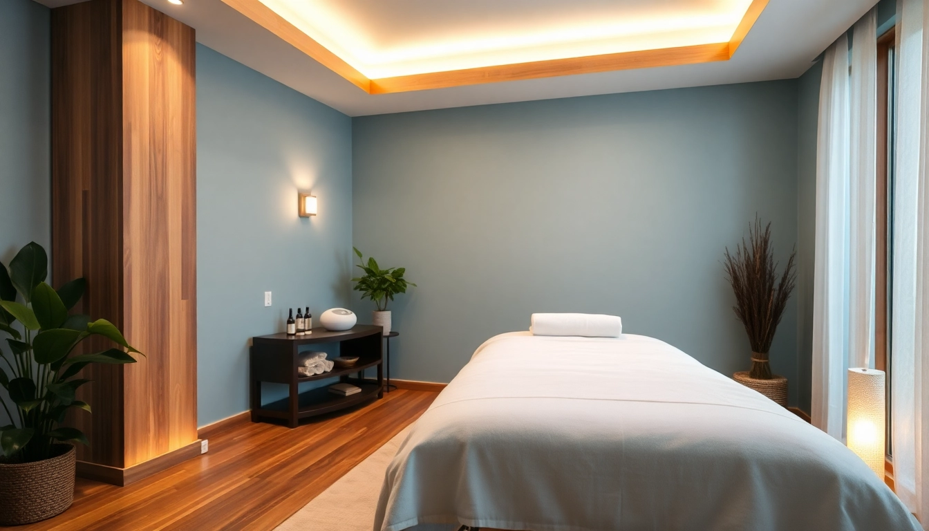 편안한 분위기를 제공하는 마사지 서비스 홍보용 이완 마사지 치료실.