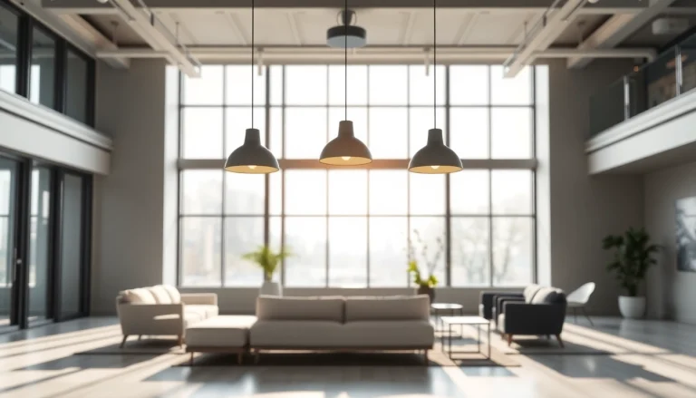 Sleek Illumination in a modern interior showcasing elegant pendant lighting and a spacious ambiance.