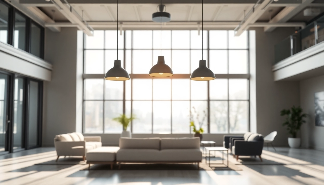Sleek Illumination in a modern interior showcasing elegant pendant lighting and a spacious ambiance.