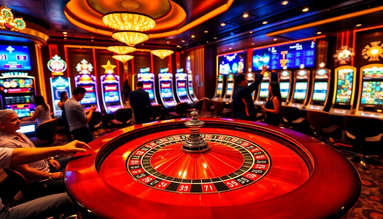 Découvrez l'excitation du meilleur casino en ligne avec une table de roulette vibrante et des joueurs enthousiastes.