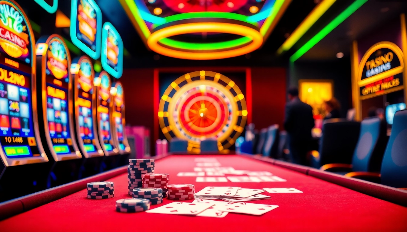 Engaging casino atmosphere at TR88 with rich poker chips and vibrant slot machines, showcasing excitement.